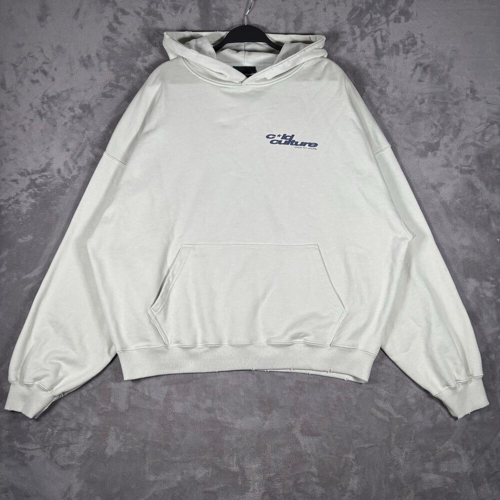 Cold Culture Star Teeth Hoodie Men’s Large Ash Grey Distressed Graphic NWT